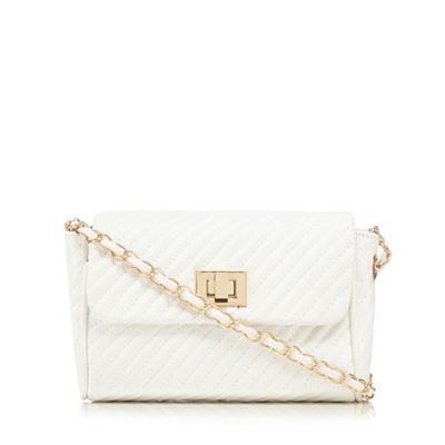 White quilted chain cross body bag